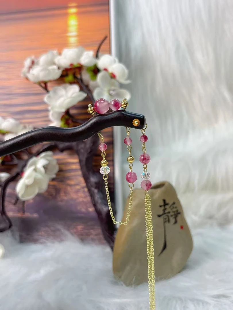 炑歌K278原创乌梅色流苏时尚百搭设计手工款15公分发簪