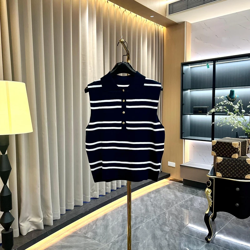 polo背心马甲条纹针织衫上衣女时尚百搭显瘦GK-139