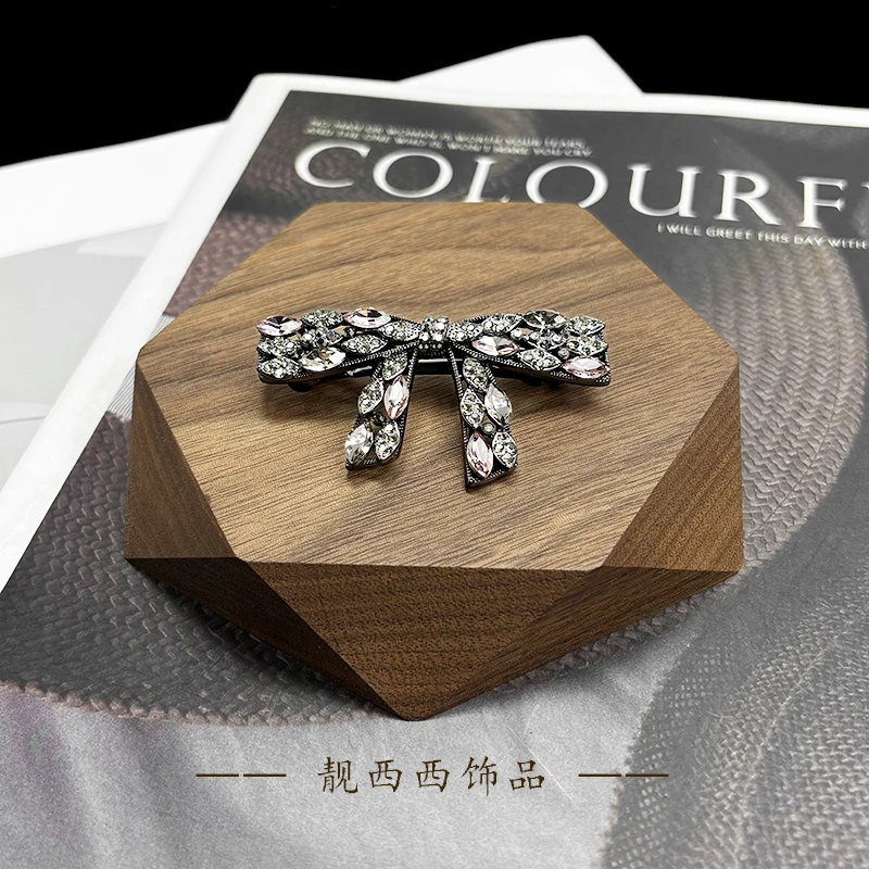 【LXX靓西西】164 灰色蝴蝶结6厘米弹簧夹