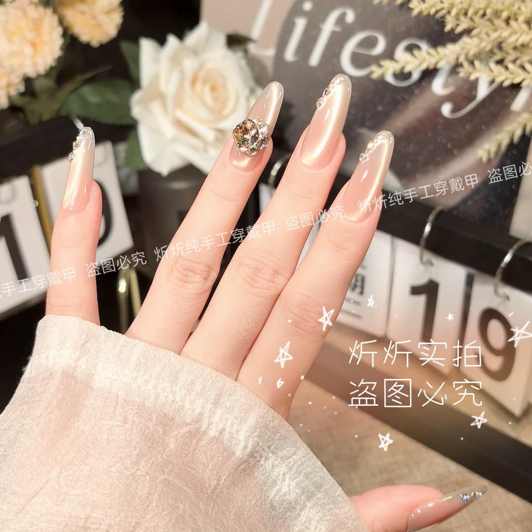 【日暮时刻】纯手工穿戴甲美甲穿戴式光疗甲冰透渐变流行纯欲