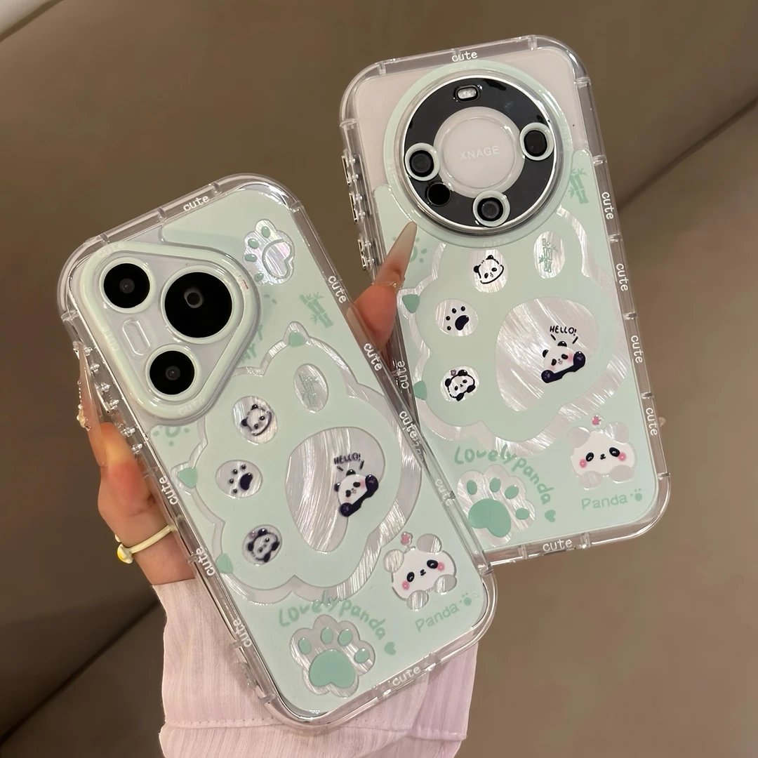 绿色熊猫爪子适用苹果16promax手机壳15小米vivo华为p70oppo全包