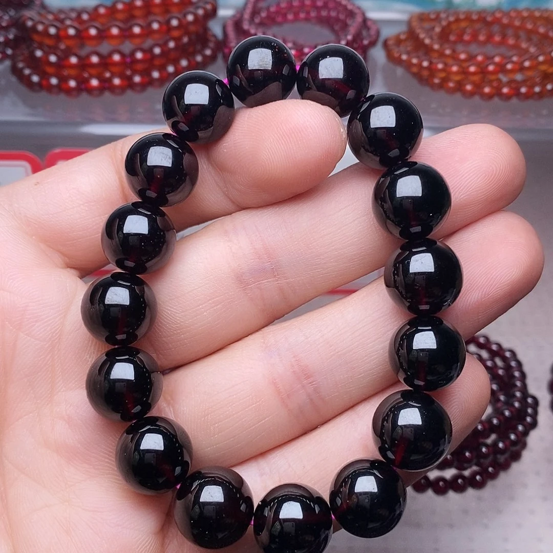 石榴石手链未镶嵌卡12高品质酒红单圈