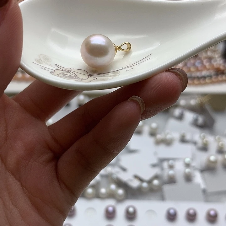 银S925镶嵌淡水珍珠吊坠(不含链)