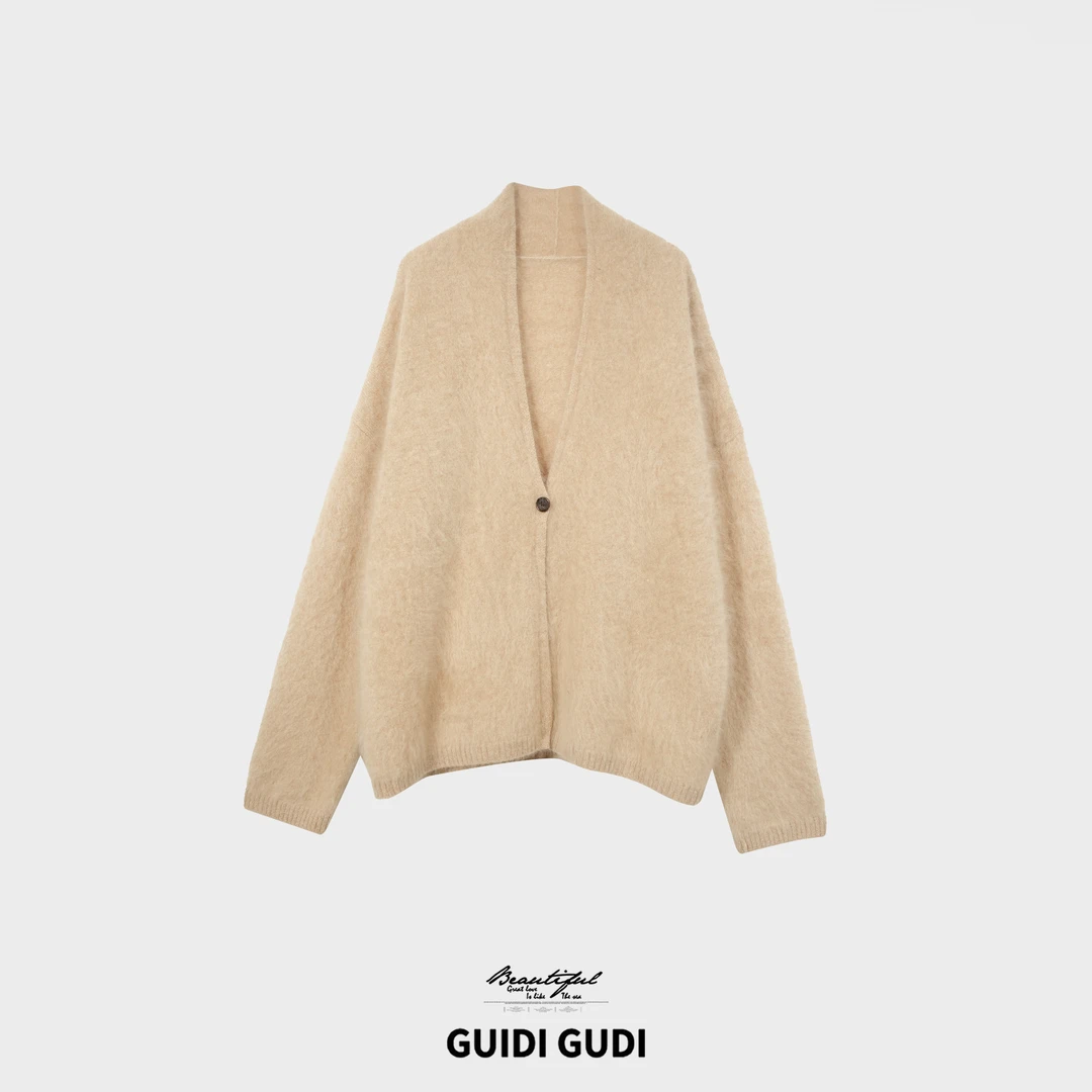 GUIDI GUDI【逛旧巷】秋冬慵懒风休闲绵羊毛外套/黄加蓝