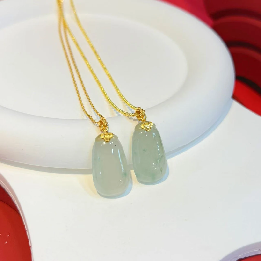 S925银镶嵌24*14*6.5mm非洲翠T型福瓜（多样性发其一）HNZ12129