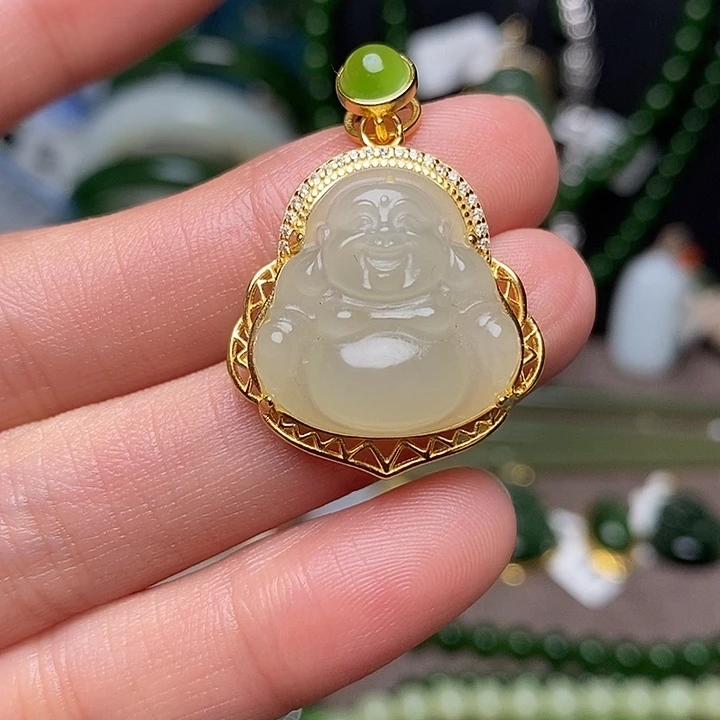 和田玉银S925镶嵌颈饰