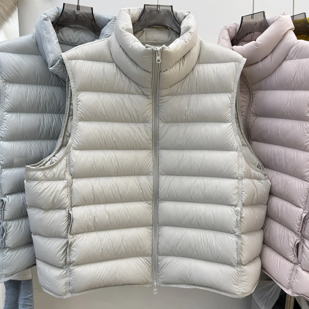 2025秋冬新款排骨轻薄羽绒马甲女短款90立领保暖背心马夹外套百搭