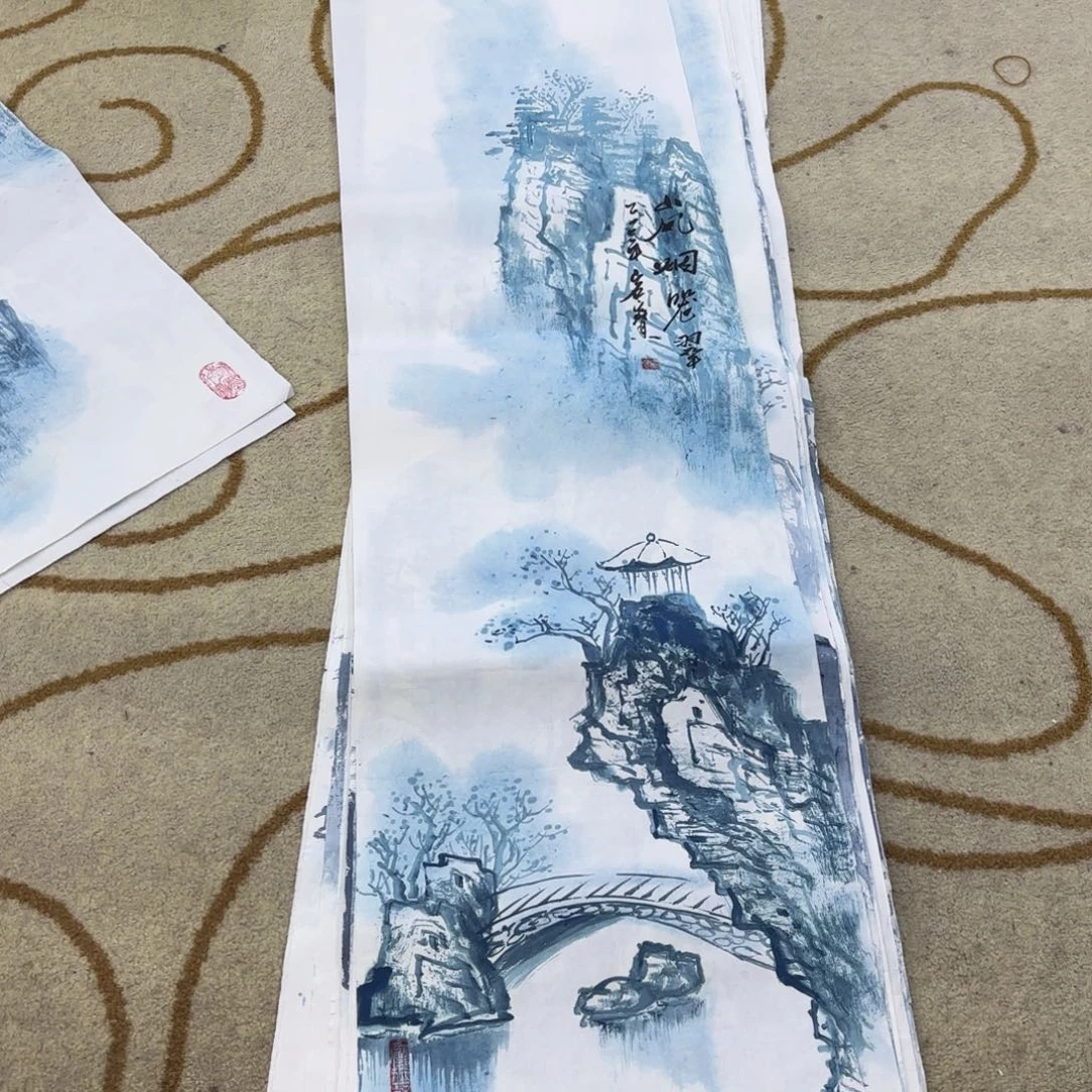 国画四尺对开山水艺