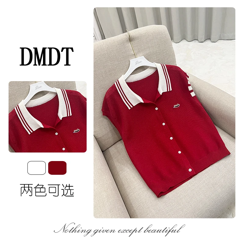 【DMDT服饰】2025夏季新品 “千线织”翻领显瘦透气休闲女针织衫55051