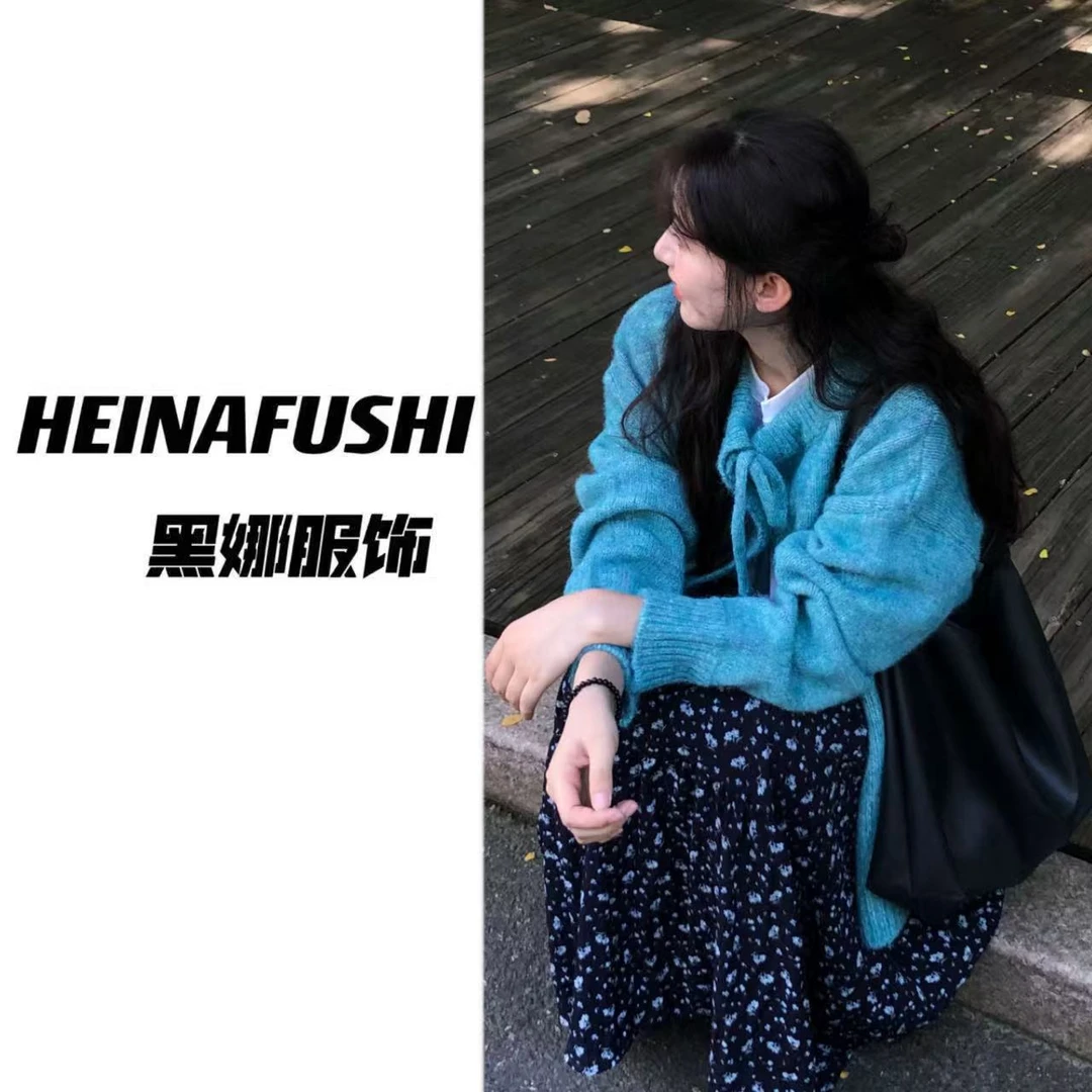 HEINA【小兰花】韩系感松弛毛衣碎花裙两件套8675
