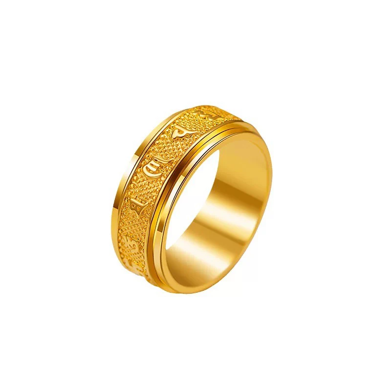 铜合金戒指 （新款六字真言旋转戒指）小众可调节经文指环男女同款