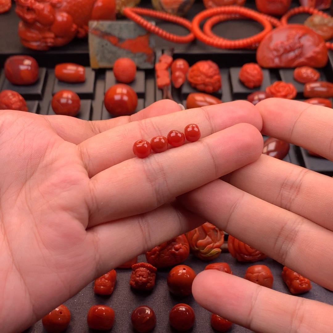 南红玛瑙未镶嵌川料原矿锦红老型单珠7mm+（多样性发其一