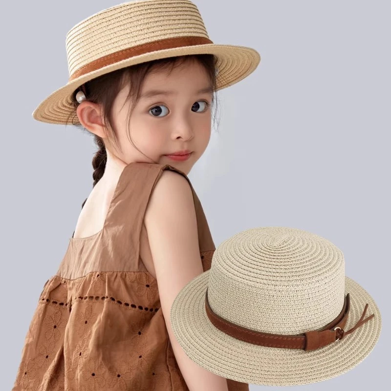 儿童帽子亲子款夏季女童沙滩帽宝宝草帽男孩出游防晒帽英伦小草帽