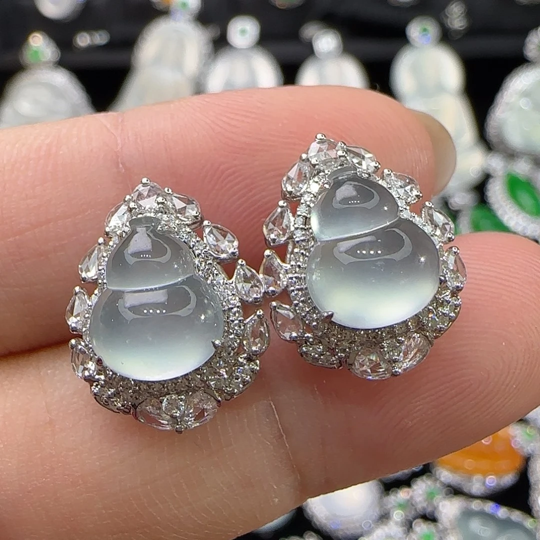 18K金镶嵌翡翠耳饰天然翡翠