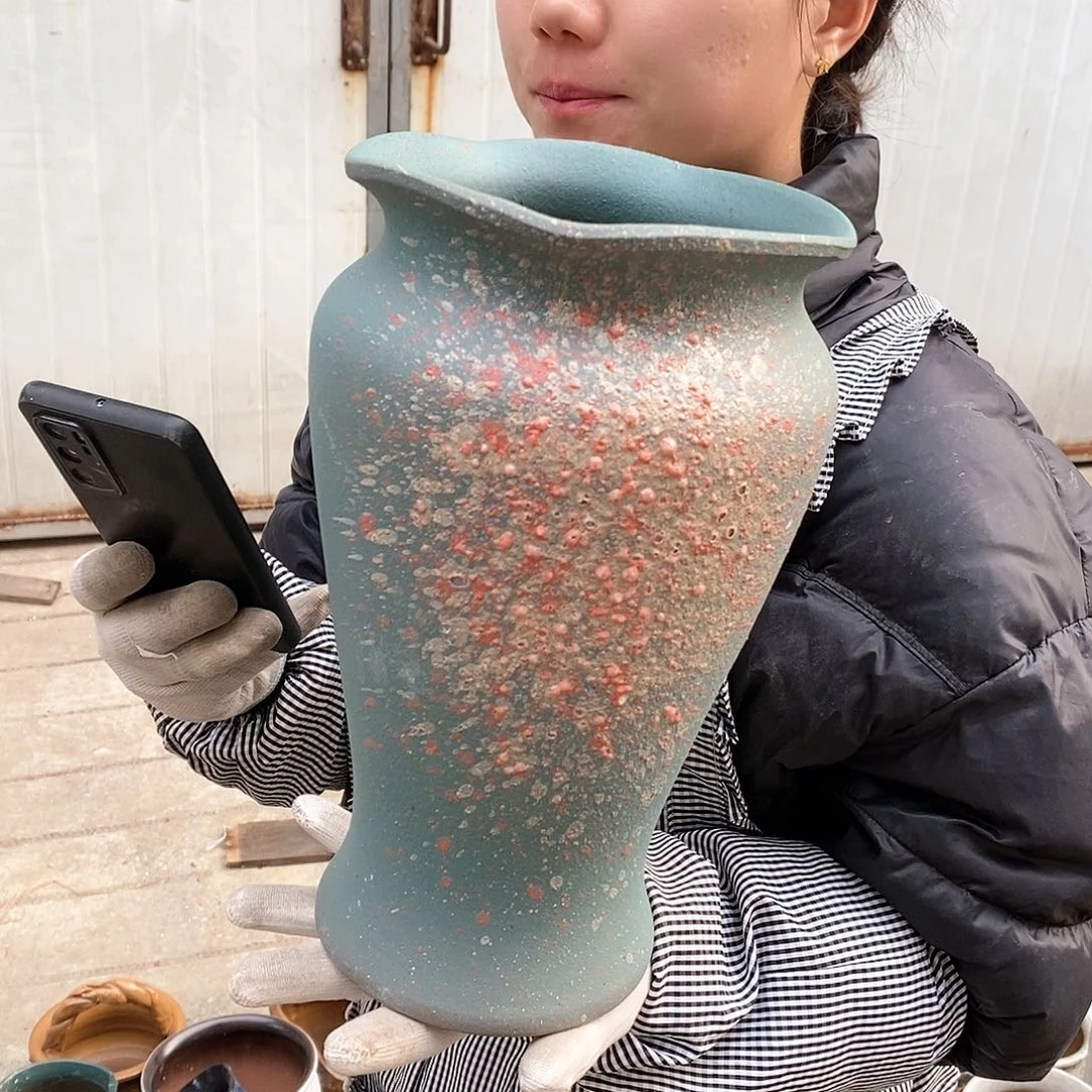 紫砂花盆瑕疵口17高30
