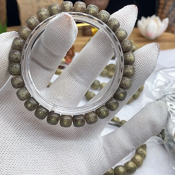 星月菩提手串海南石玉料黑冰