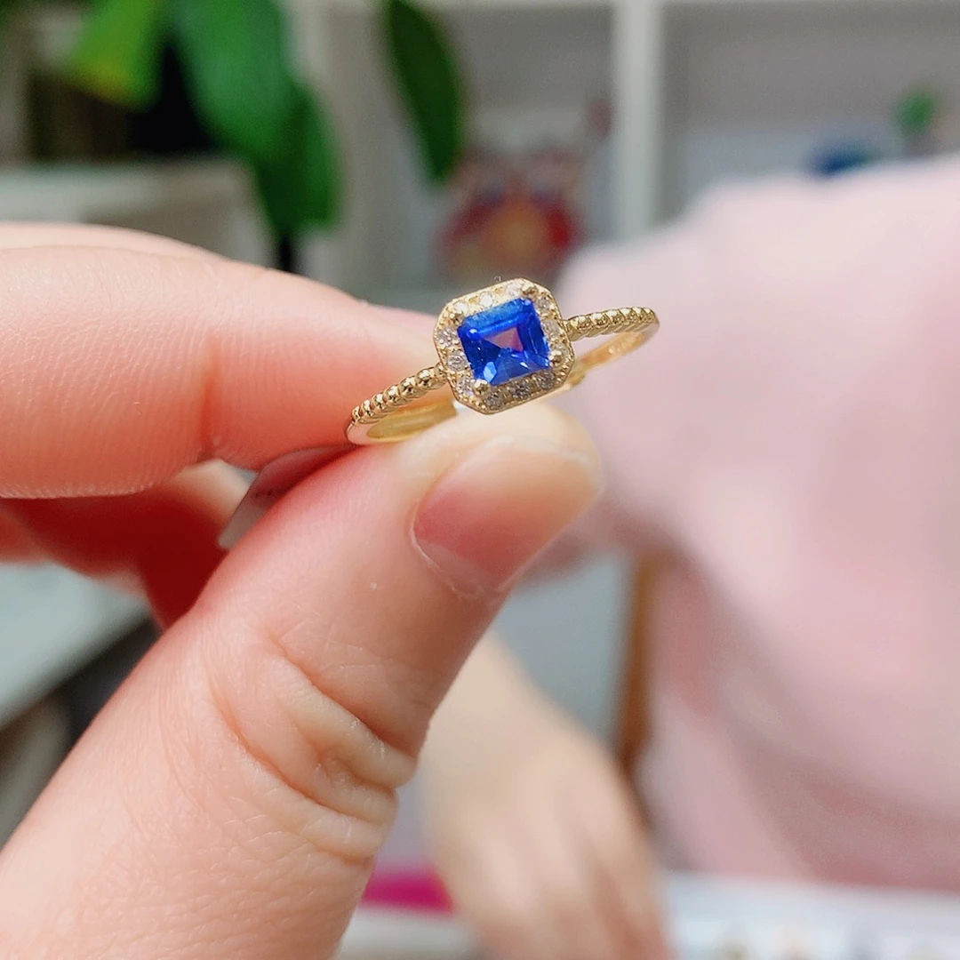 戒指蓝宝石银S925镶嵌