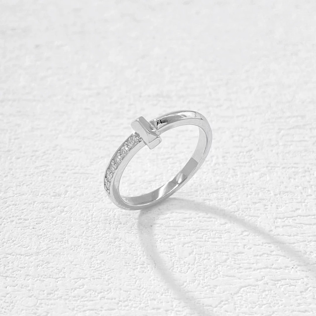 925银莫桑石戒指 木木（MH111）预售 T字精镶戒指