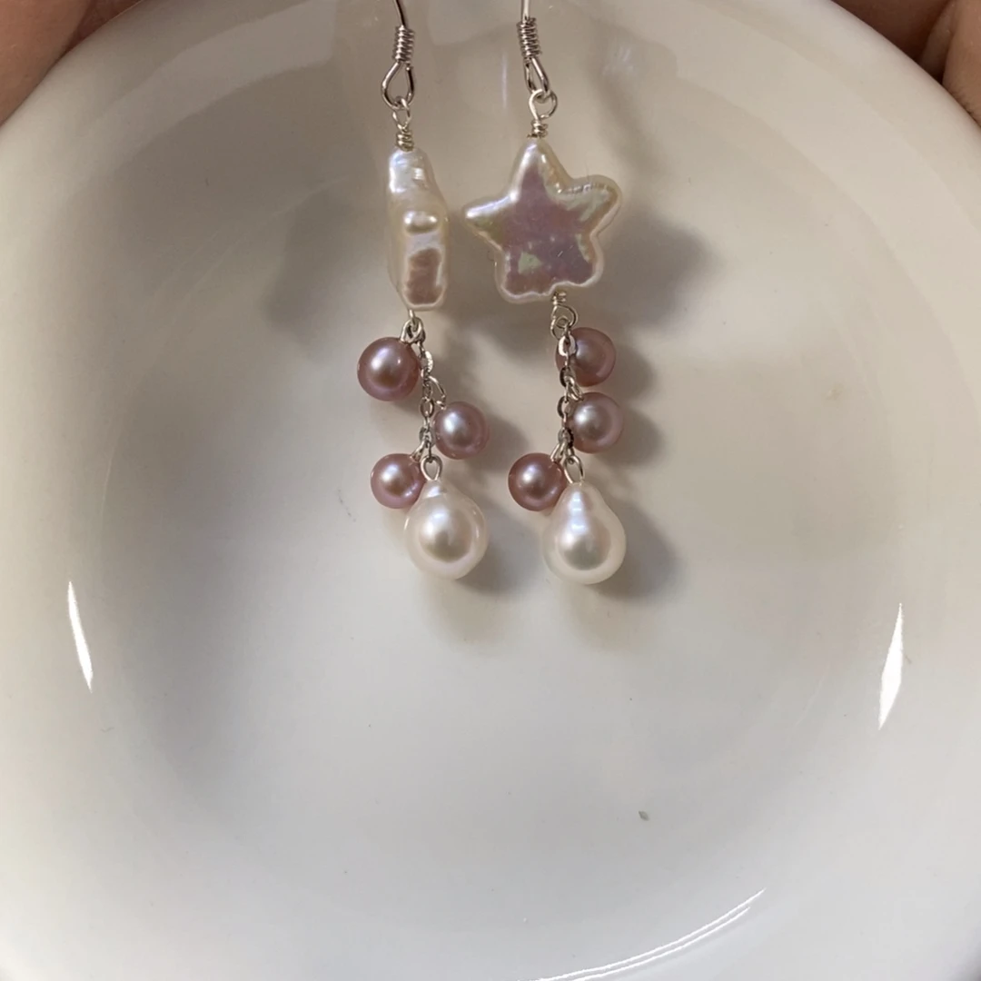 姬***英耳钩淡水珍珠合金