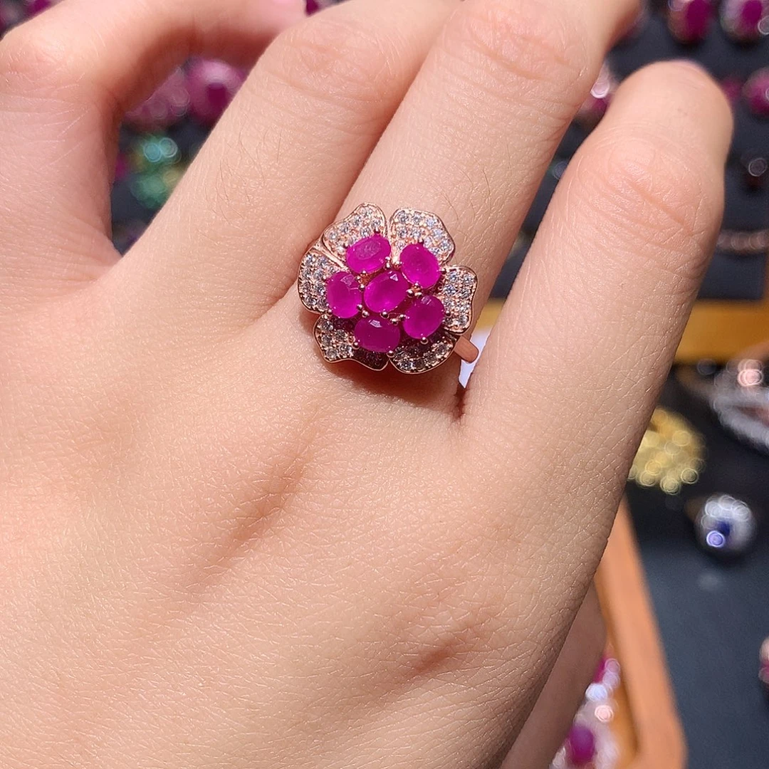 银S925镶嵌红宝石戒指