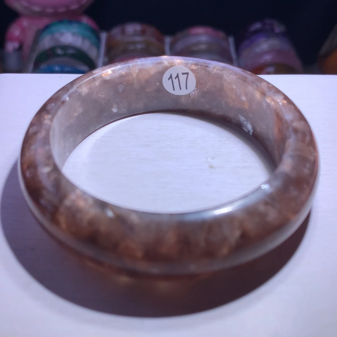 水晶手镯银S925镶嵌银龙焦糖58.圈117