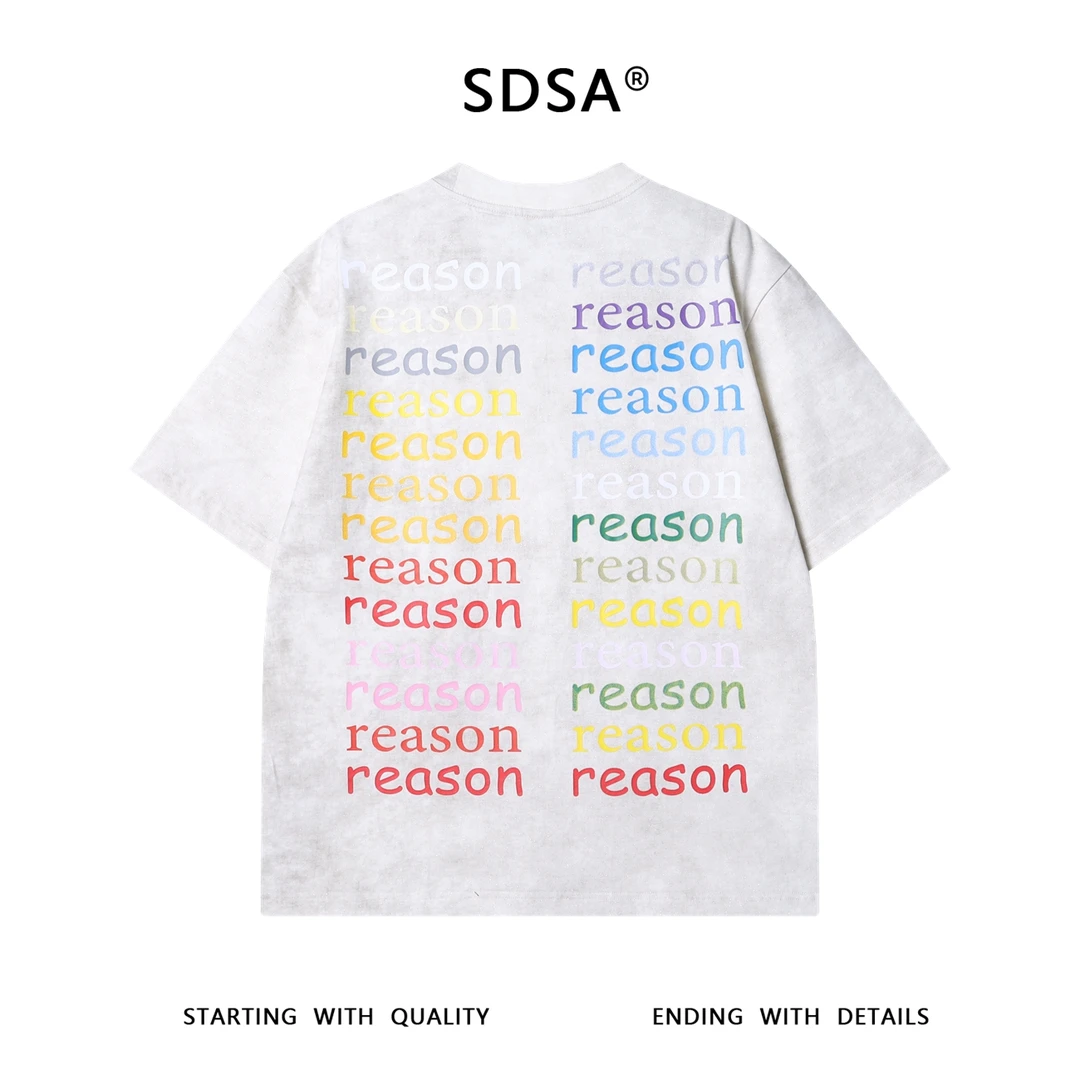 夏季高级感新款满天星彩色印花字母设计感圆领短袖T恤时尚上衣