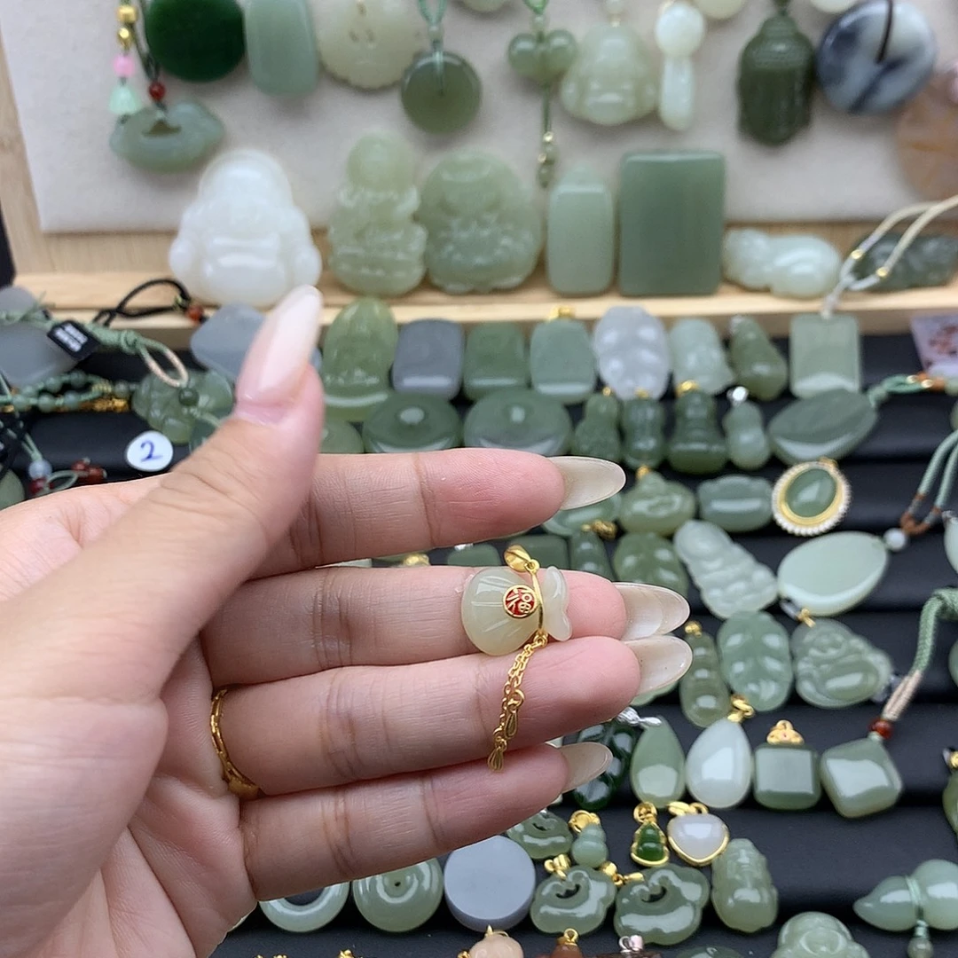 和田玉银S925镶嵌吊坠(不含链)