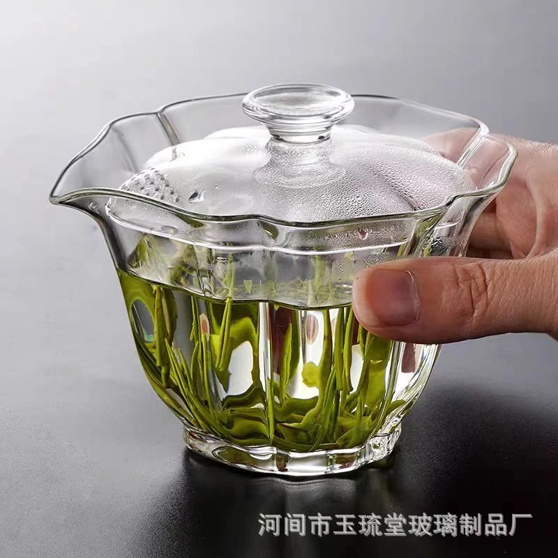 高硼硅玻璃盖碗防烫泡茶器三才茶碗过滤泡茶杯茶杯茶具手抓壶