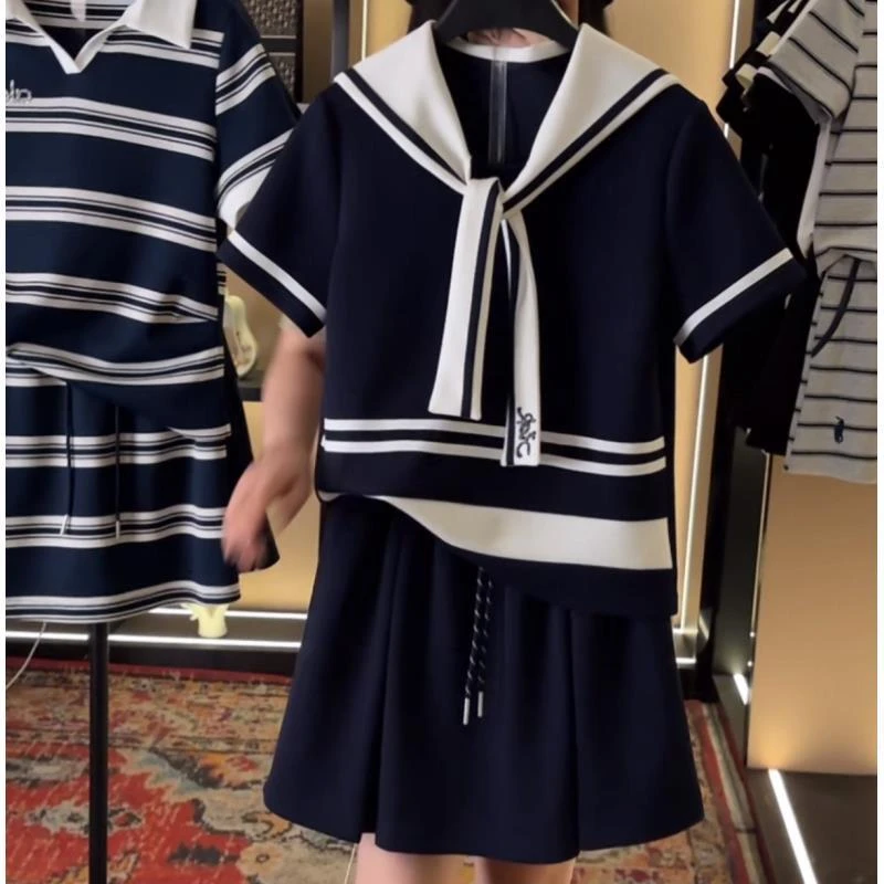 【宠粉价】夏季新款海军领短袖套装裙两件套连衣裙裤TZ-292