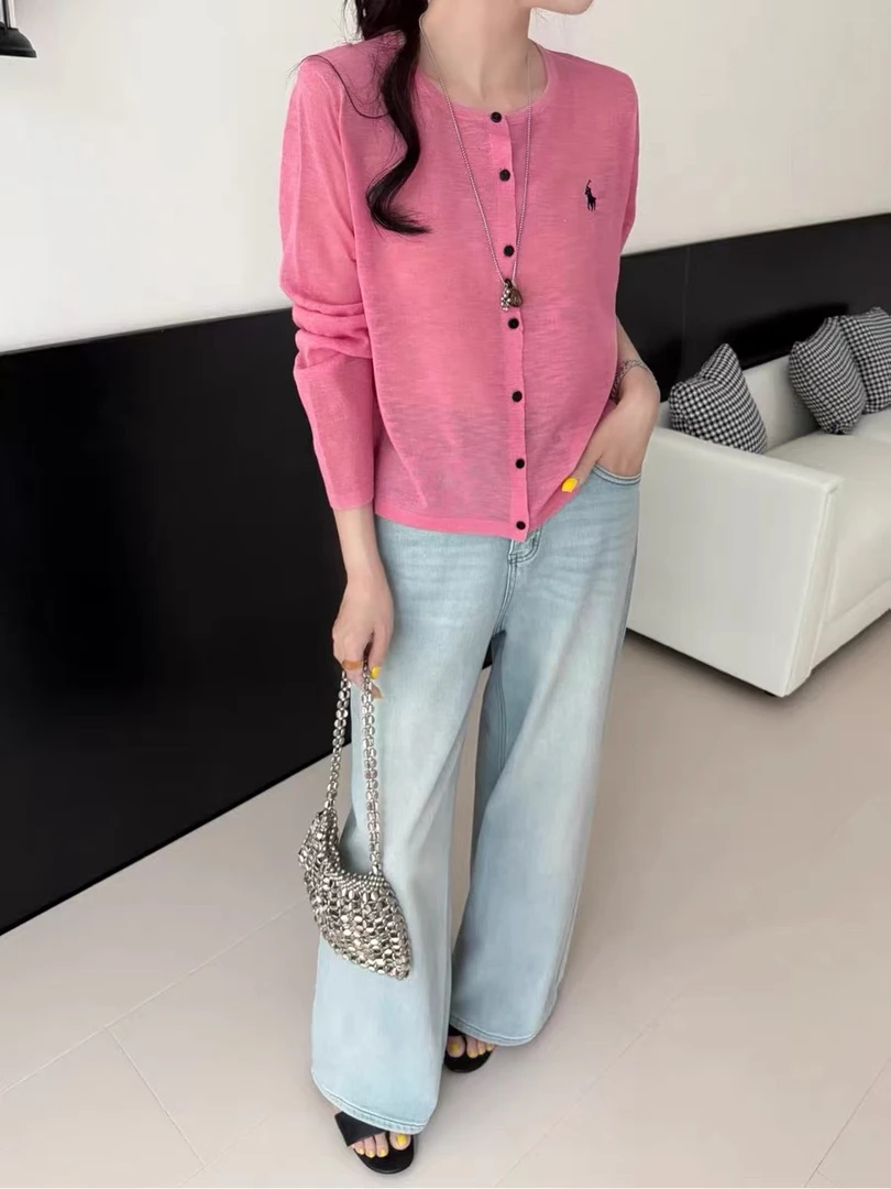 四季青刺绣天丝丝麻针织开衫女2025夏装新款欧货女装薄款防晒衣潮