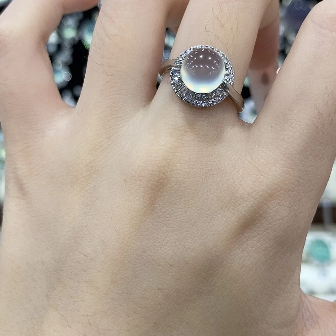 蛇纹石玉银S925镶嵌戒指