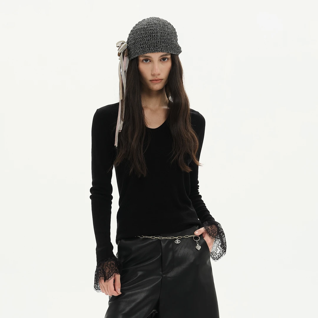 MIMBLANCHE 蕾丝袖口可拆打底衫