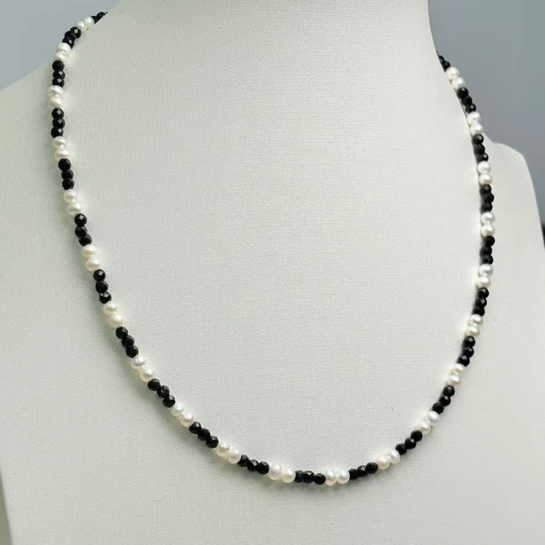 时尚设计款天然珍珠项链 小米珠颈链 三色可选 多样性发一拼接