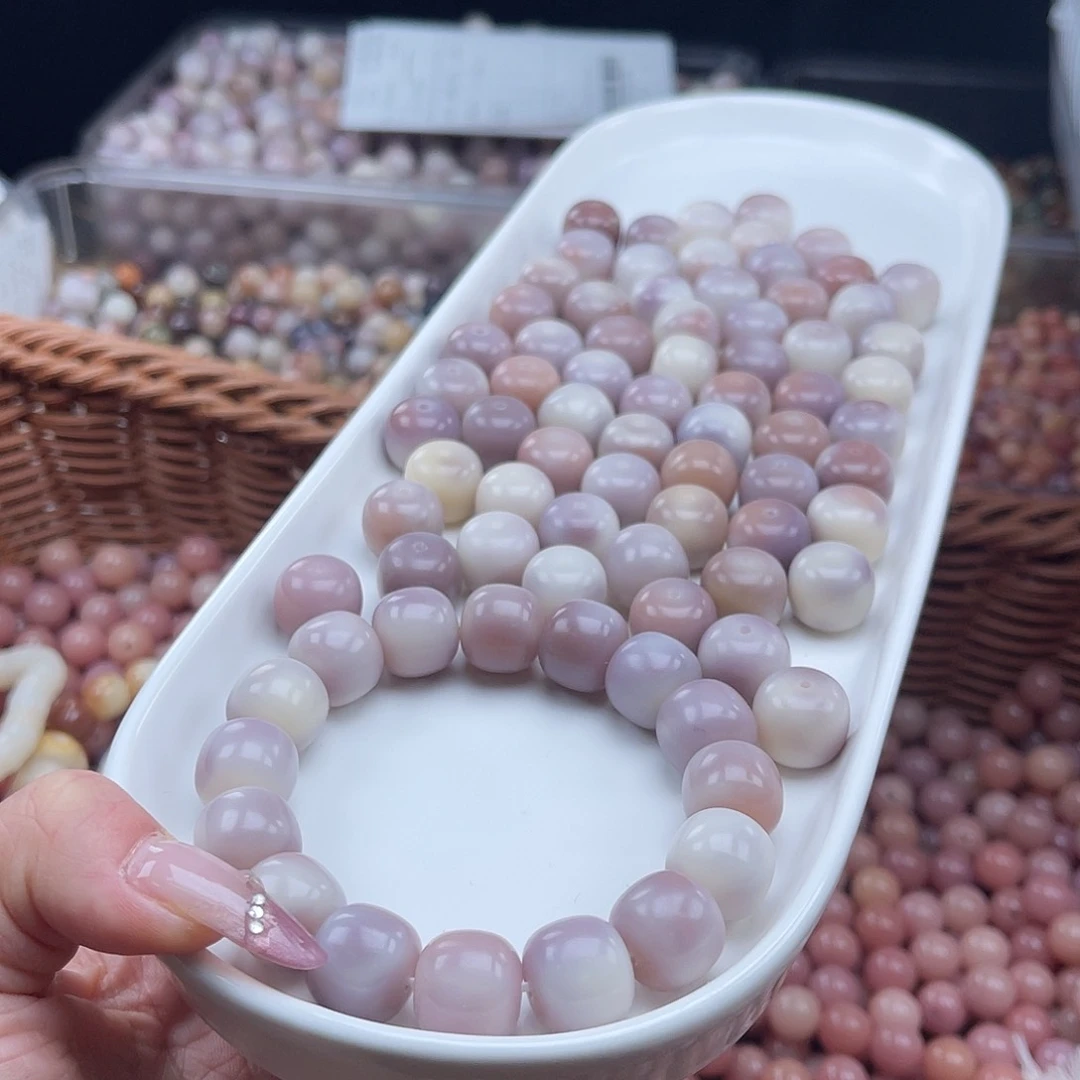 白玉菩提吊坠w c14.5mm/20+2颗紫粉桶珠