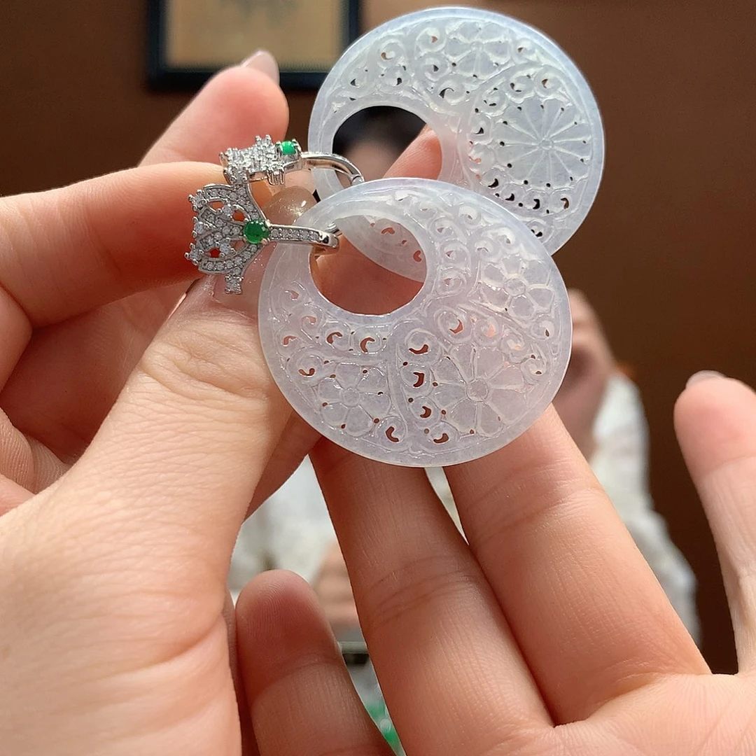 翡翠银S925镶嵌耳饰耳饰