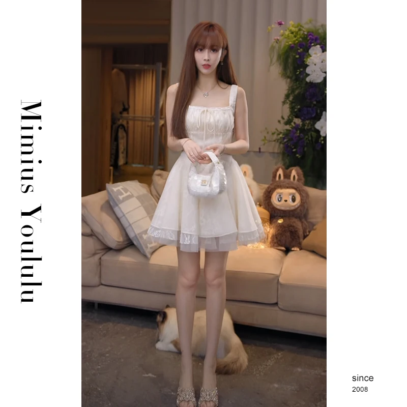 【mimius】七七 甜美减龄公主风花边抽褶蕾丝蓬蓬裙 G06002