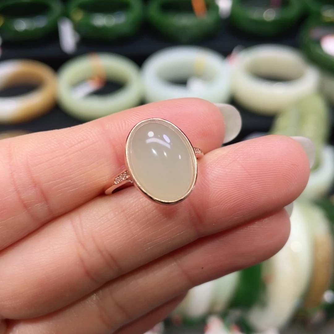 银S925镶嵌戒指和田玉