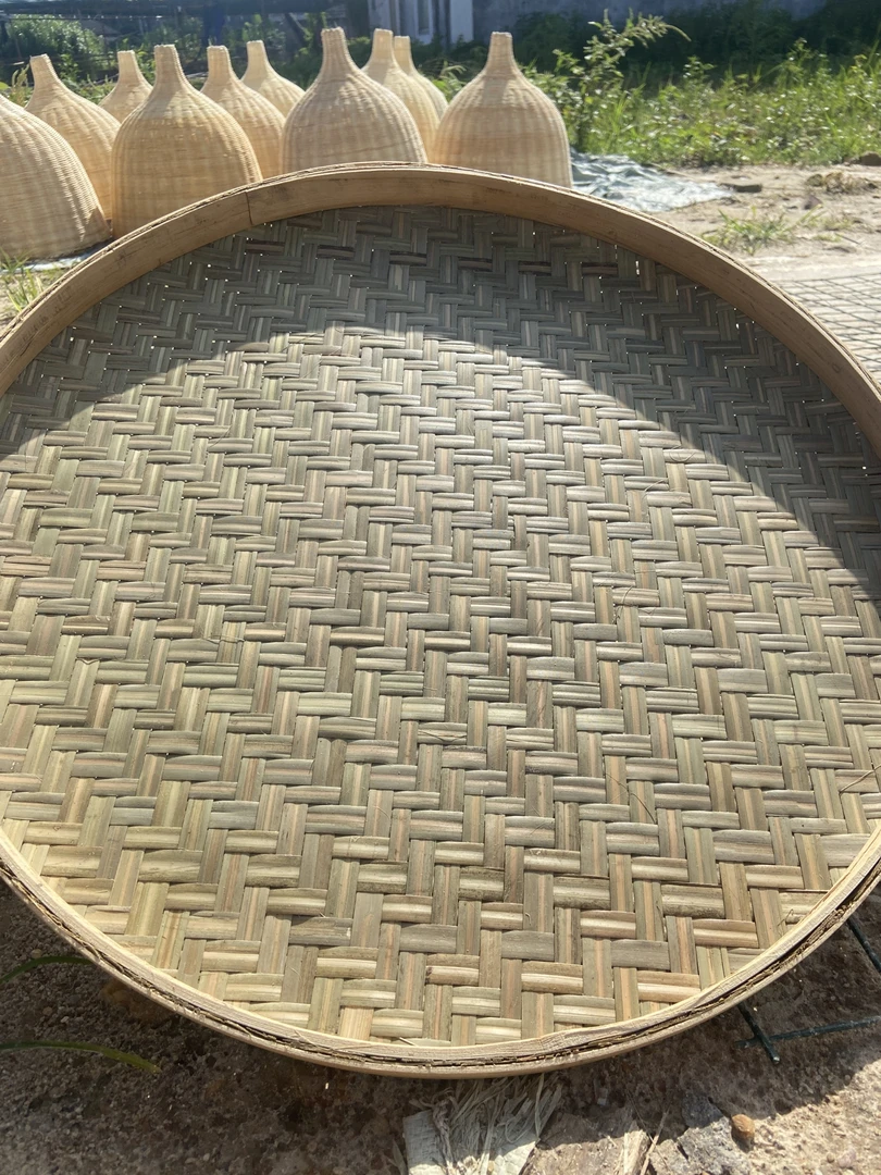 定制尺寸款纯手工竹青簸箕头层竹青皮家用晾晒竹筐竹制品