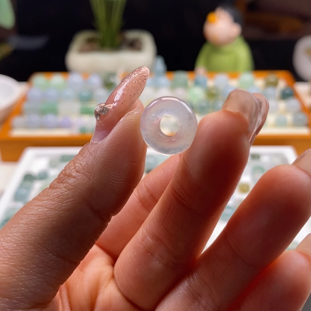 翡翠散珠天然翡翠甜甜圈12.8×4.5