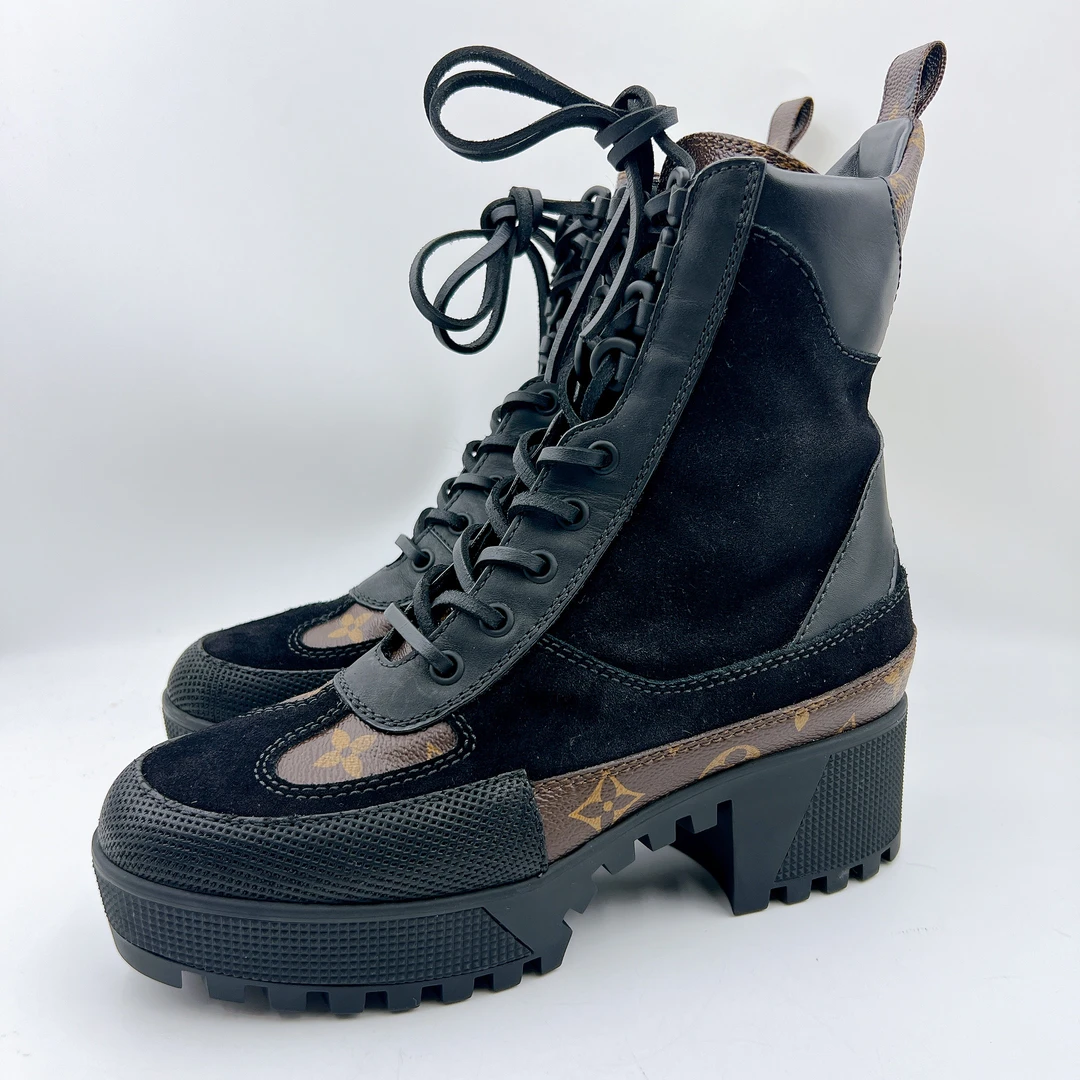 95新 LouisVuitton/路易威登 36.5码/经典麂皮老花马丁靴/BM00573