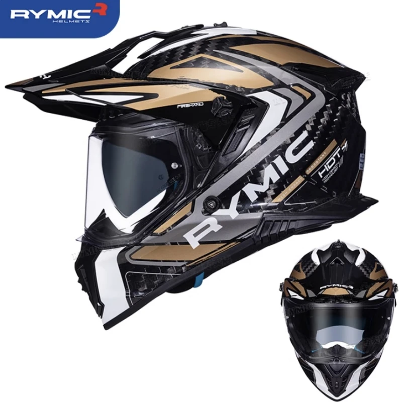 RYMIC睿觅X60碳纤维拉力摩托车头盔男女机车越野双镜四季全盔新3C