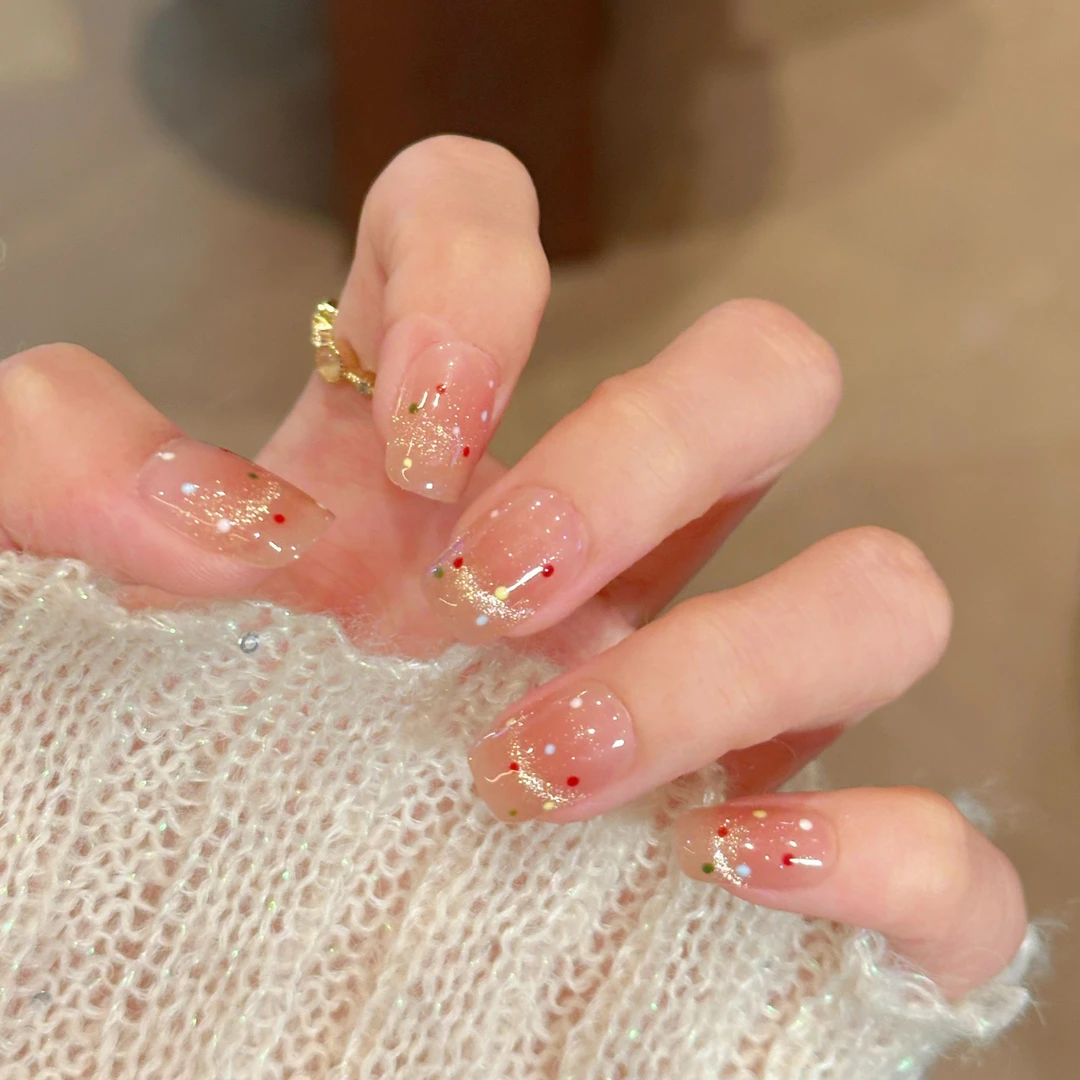 Rola nora 【彩虹糖】纯手工穿戴甲 手绘波点加猫眼 春夏美甲 显白