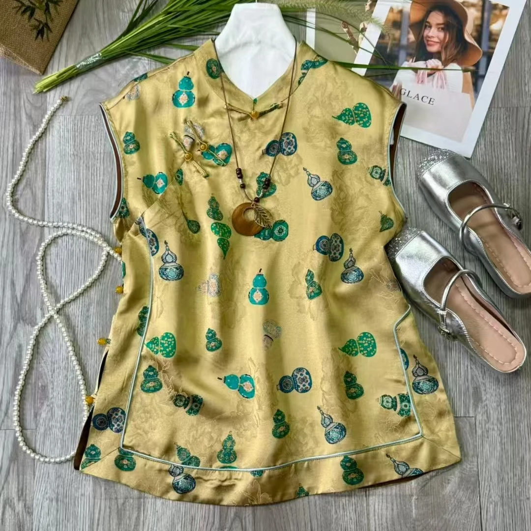 香云纱飞飞袖宽松型中国风提花上衣（原创定制款）