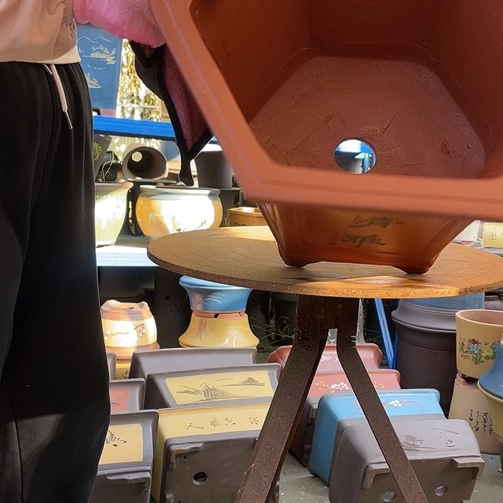 40红清雅六方花盆紫砂花盆