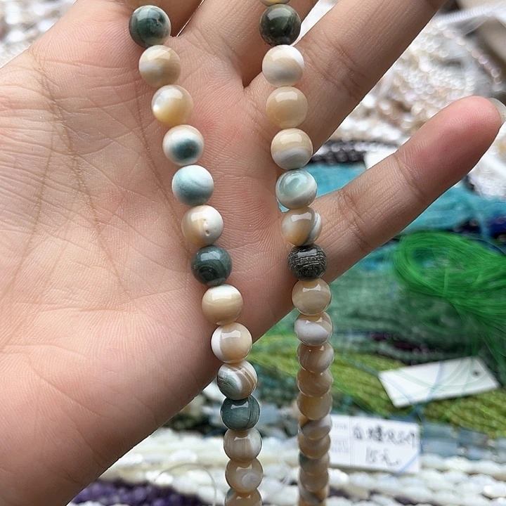 未镶嵌玛瑙/玉髓珠宝半成品一条8mm左右夜光螺