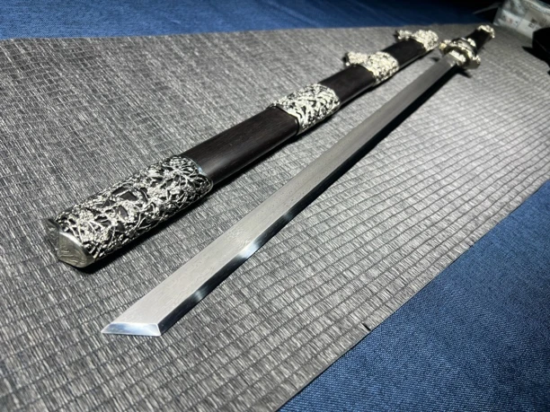 喜上眉梢大马士革钢珠冰裂唐刀高硬度收藏把玩一体刀剑未开刃