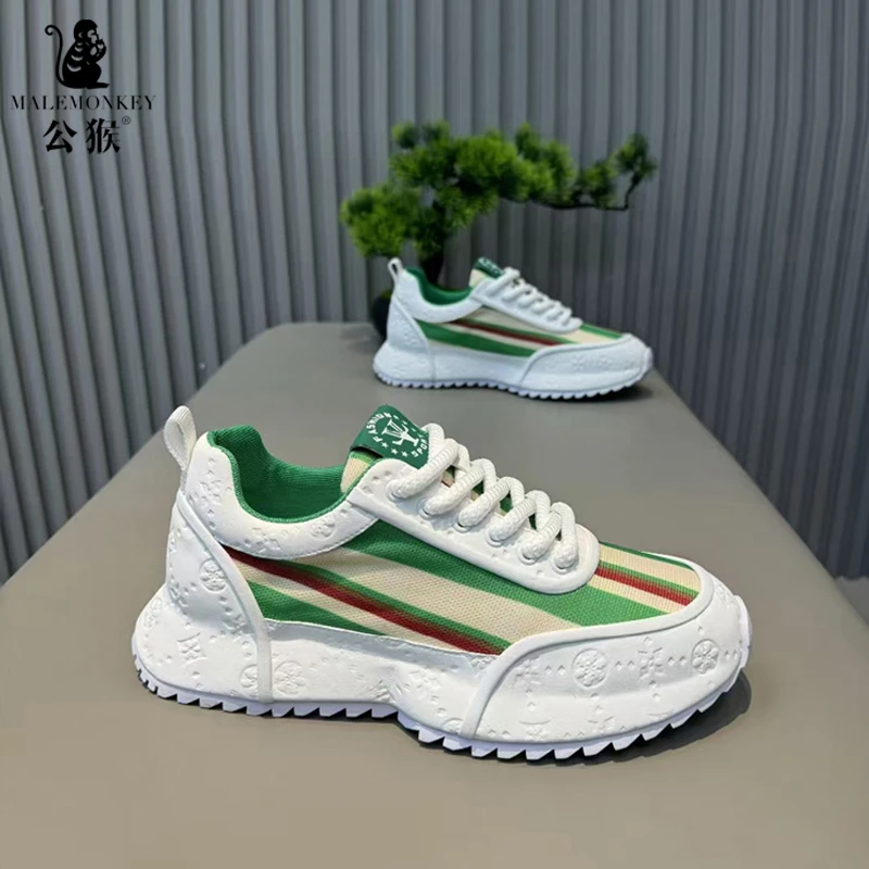 公猴男鞋夏季新款透气休闲百搭网面鞋男款时尚厚底耐磨跑步运动鞋