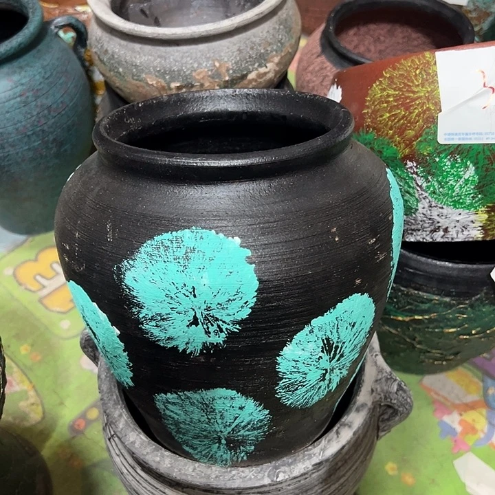 彩绘坛子高20口14默认打孔