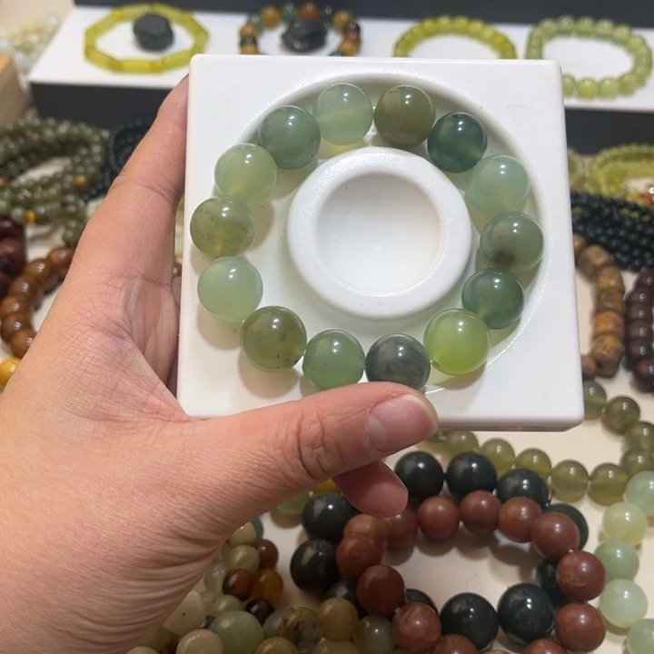 蛇纹石玉未镶嵌手链卡16