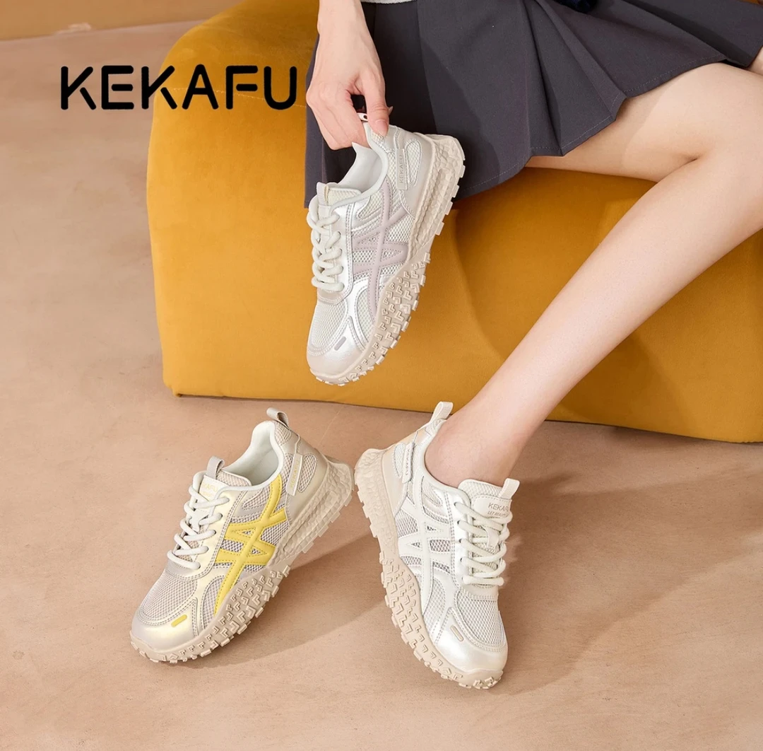 KEKAFU/珂卡芙2025夏季网面【增高4cm】舒适透气时尚女阿甘德训鞋
